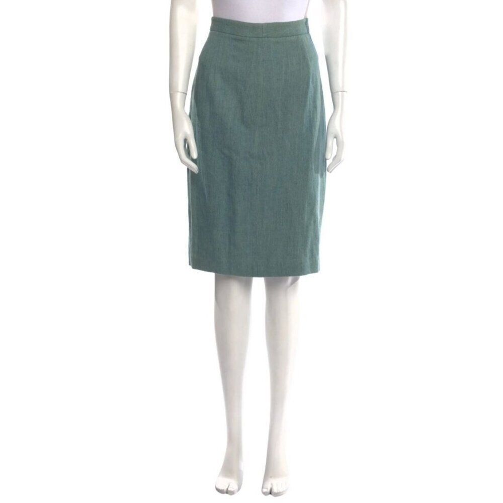 Adam Lippes Ultra Soft Jean Skirt US 12 Blue Pencil Knee Length Midi Denim Look